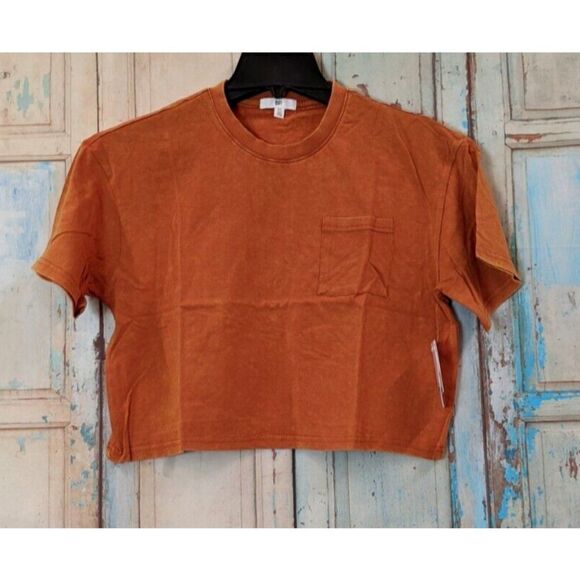 BP Womens Size XS Rust Amber Crew Neck Short Sleeve Cropped T Shirt BP452676MI - Picture 2 of 9